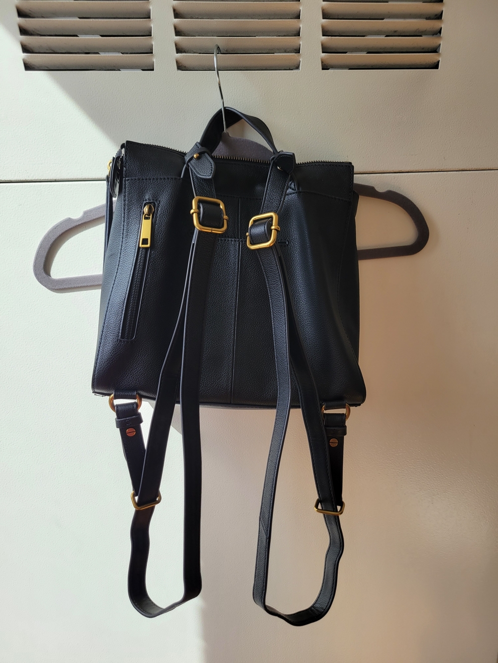 Fossil Black Leather Backpack with Gold Accent - Picture 3 of 7